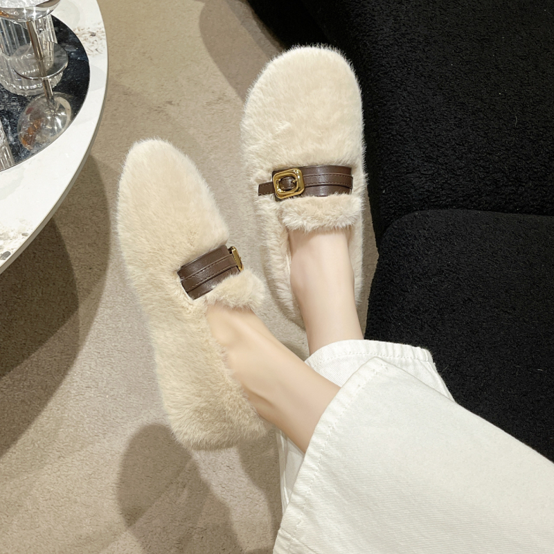 Dámske mokasíny z veluru s teplou výstelkou z umelej kožušinky, gumová podrážka, slip-on, nízky podpätok 1–3 cm