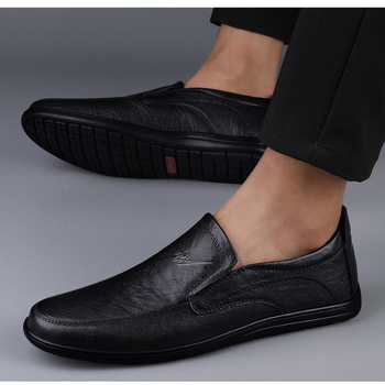 Pánske kožené topánky, Slip-On, vrchnok: hovädzie kože, podšívka z kože, podrážka z gumy