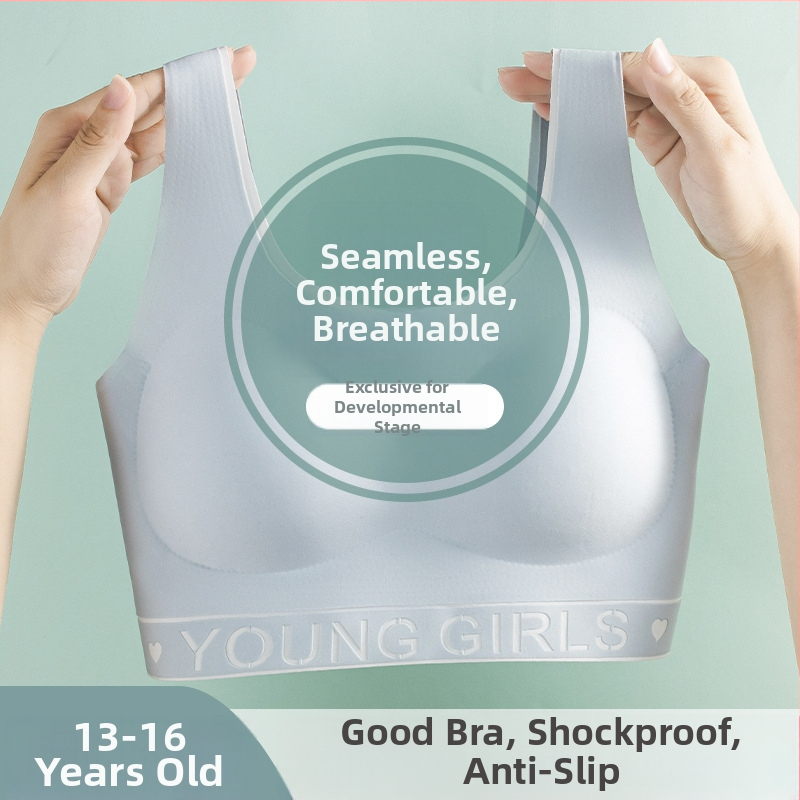 Bezšvový športový podprsenka pre dievčatá v štýle vesty, nylon, 3/4 košíček, tenké tvarované košíčky, pevné dvojité ramienka, priedušný