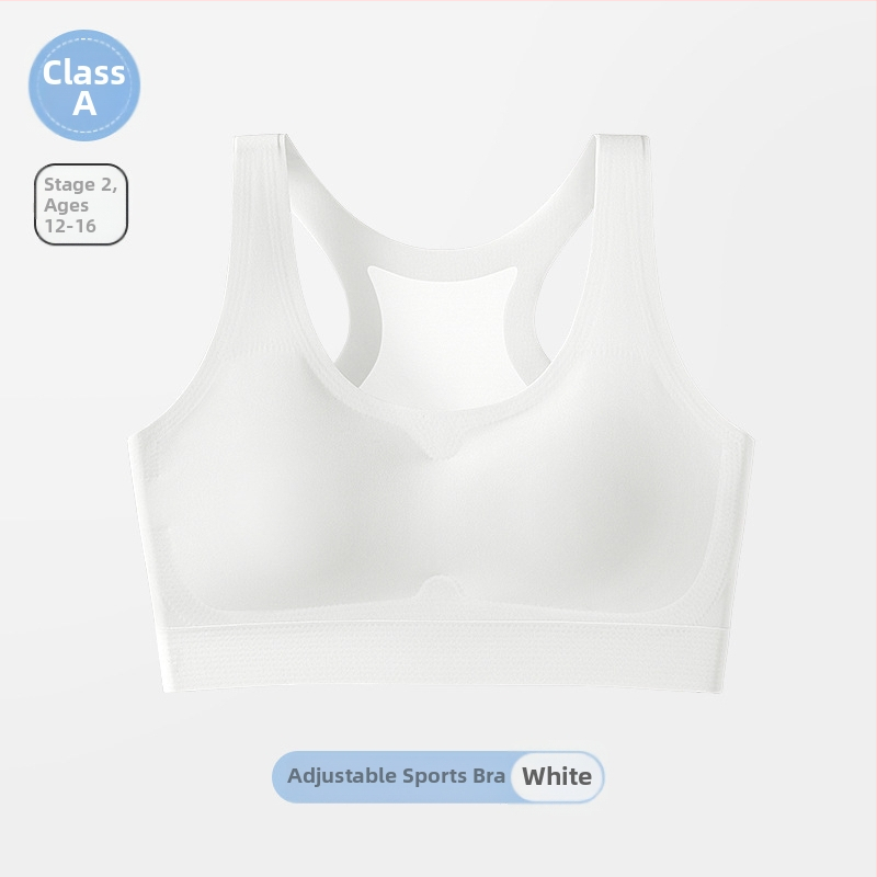 Dievčenská športová podprsenka pre vývoj: 3/4 košík, tenký tvarovaný košík, bavlnená výstelka, hlavný materiál Nylon, Ice Silk, pevné dvojité ramienka