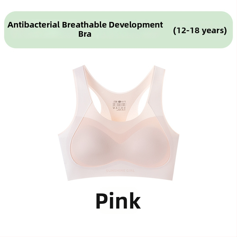 Dievčenská športová podprsenka, antibakteriálna, bezšvová, plné košíky s tenkou bavlnenou výstelkou, hlavný materiál nylon, podšívka 80% nylon/20% spandex, pevné dvojité ramienka