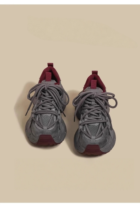 Ženske patike Dad shoes, gornji dio od dvostruke kože i tkanine, gumena potplat, ravna peta, casual tenisice