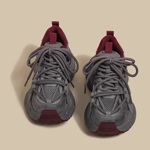 Ženske patike Dad shoes, gornji dio od dvostruke kože i tkanine, gumena potplat, ravna peta, casual tenisice