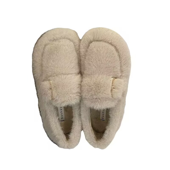 Γυναικείες γούνινες slip-on παντόφλες για τον χειμώνα, επένδυση shearling, παχιά σόλα καουτσούκ, PU επάνω μέρος