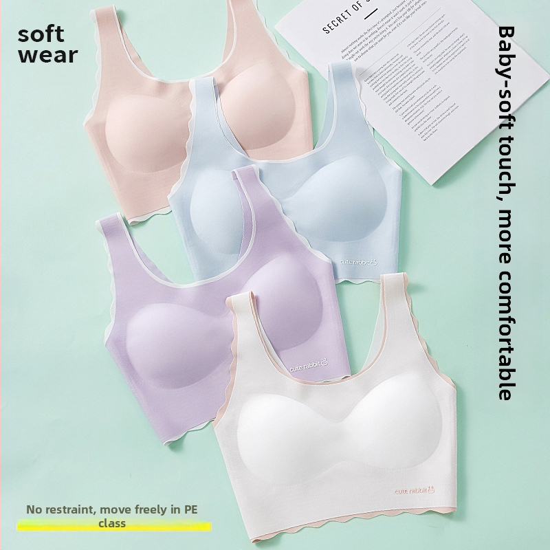 Dievčenská vestová podprsenka pre vek 12–15 rokov, Nylon + Spandex, Plný košíček, Tenký tvarovací košíček, Podšívka z nylonu