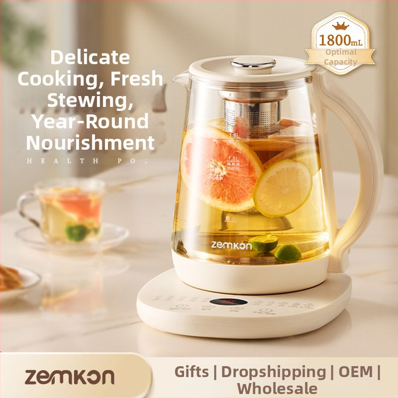Zemkon viacfunkčný čajník s konštantnou teplotou, sklenené telo, 1,8 L, 800 W