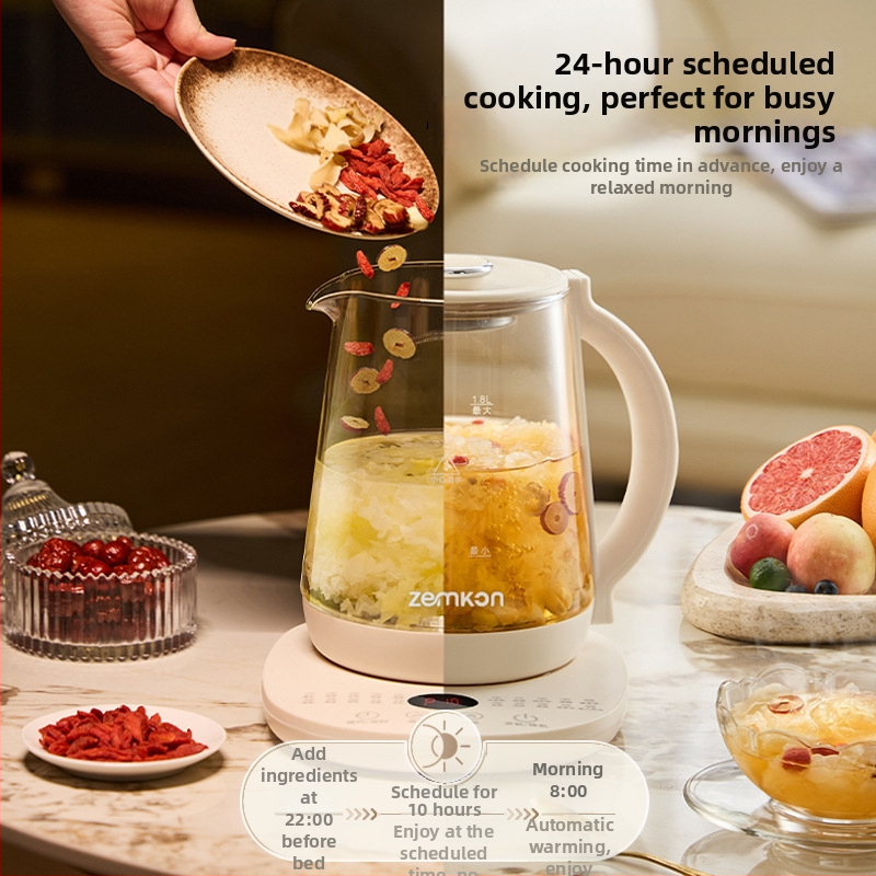 Zemkon viacfunkčný čajník s konštantnou teplotou, sklenené telo, 1,8 L, 800 W