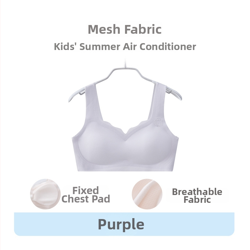 Bezšvové dievčenské spodné prádlo v štýle vesty, priedušné, s pevným dvojitým ramienkami a tenkým tvarovaným košíkom