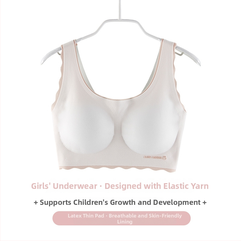 Podprsenka pre dievčatá vo vývine: nylon-spandex tkanina, plný košíček s tenkou tvarovanou výplňou, pevné dvojité ramienka, priedušná a pohodlná, pre vek 12–15 rokov.