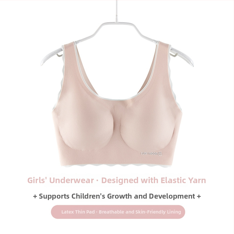 Podprsenka pre dievčatá vo vývine: nylon-spandex tkanina, plný košíček s tenkou tvarovanou výplňou, pevné dvojité ramienka, priedušná a pohodlná, pre vek 12–15 rokov.