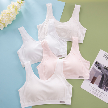 Dívčí športová podprsenka v štýle vesty, priedušné bavlnené džakardové tkanivo, plný košík, bez kovovej výstuže, pevné dvojité ramienka