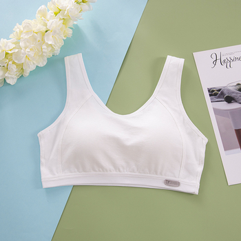 Dívčí športová podprsenka v štýle vesty, priedušné bavlnené džakardové tkanivo, plný košík, bez kovovej výstuže, pevné dvojité ramienka