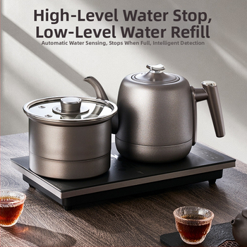 Elektrická platňa na čaj s integrovaným čajníkom, 2 indukčné horáky, objem pod 1 l, 1000–1500 W, nerezová oceľ + ABS