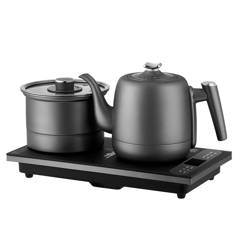 Električna ploča za čaj s integriranim čajnikom, 2 indukcijske ploče, kapacitet ispod 1 L, 1000–1500 W, nehrđajući čelik + ABS