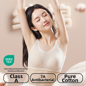 Anfeiya Bavlnený podprsenka s plnou miskou pre dievčatá druhého stupňa (12–15 rokov), tenké tvarované poháriky zo peny, pevné dvojité ramienka, bez zapínania