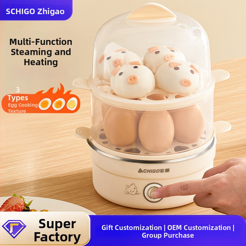 Chigo vajíčkovač so dvojitým parným roštom, automatické vypnutie, 350W, 220V – uvarené vajcia, parené cestoviny a vajový krém