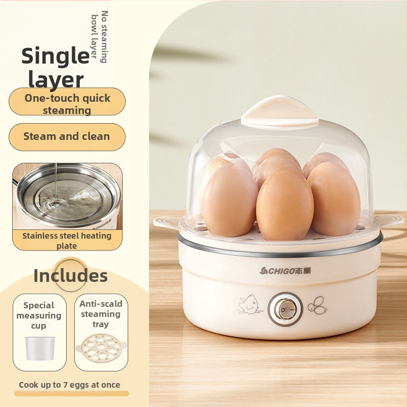 Chigo vajíčkovač so dvojitým parným roštom, automatické vypnutie, 350W, 220V – uvarené vajcia, parené cestoviny a vajový krém