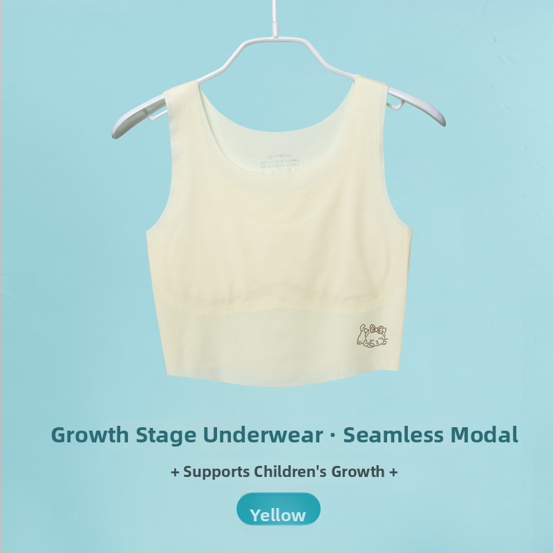 Dievčenská modalová bezšvová podprsenka pre dievčatá, s plnou veľkou košíčkou a hrubým formovaným košíkom, pevné dvojité ramienka, priedušná a odvádza vlhkosť