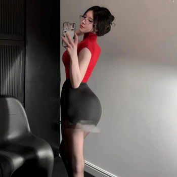 Set de lenjerie sexy pentru role-play, uniformă de secretară, poliester (80–90%)