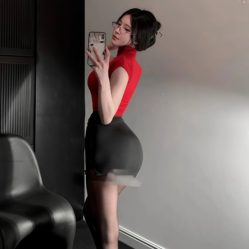 Set de lenjerie sexy pentru role-play, uniformă de secretară, poliester (80–90%)