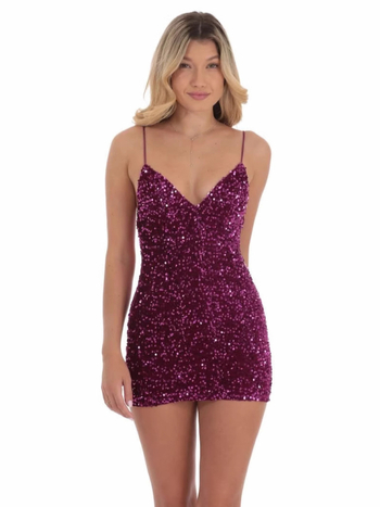 Rochie tip sling, decolteu în V, fără mâneci, scurtă, paiete, din poliester/spandex