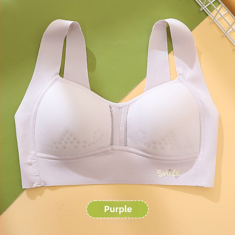  Sutien sport fără cusături pentru adolescente, al doilea stadiu de dezvoltare, stil maieu, cupă completă, material spandex, căptușeală din nailon 90–95%, bretele fixe duble, respirabil și absorbant de transpirație