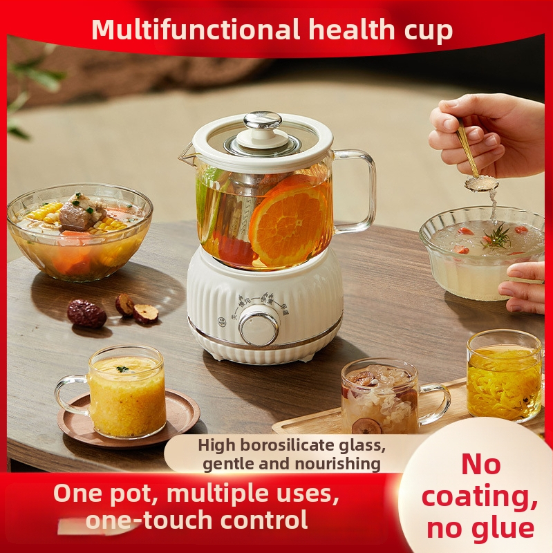 Mini čajník pre zdravie do kancelárie – 600 ml, 220 V, 360 W, telo z borosilikátového skla, elektronický termostat