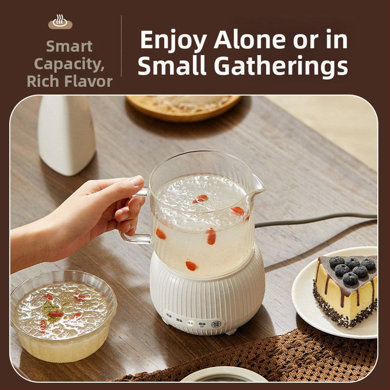 Mini čajník pre zdravie do kancelárie – 600 ml, 220 V, 360 W, telo z borosilikátového skla, elektronický termostat