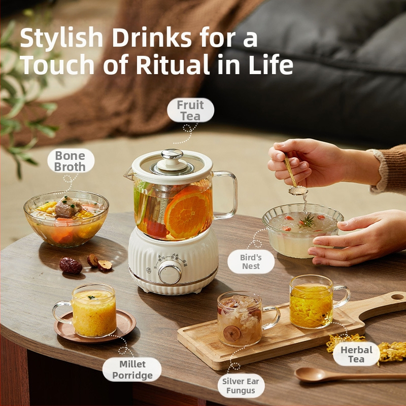 Mini čajník pre zdravie do kancelárie – 600 ml, 220 V, 360 W, telo z borosilikátového skla, elektronický termostat