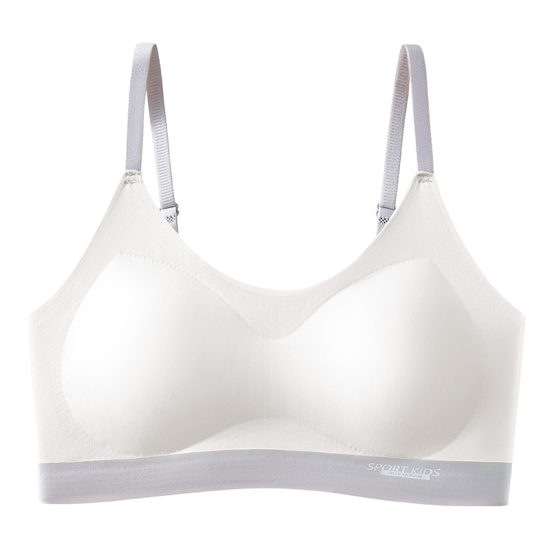 Sportski grudnjak za tinejdžerice – prozračna ledenska svila i najlon, pune košarice, tanke oblikovane jastučiće, fiksni dvostruki remeni, straga tri reda kopči