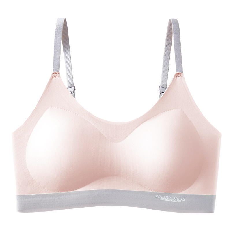 Sportski grudnjak za tinejdžerice – prozračna ledenska svila i najlon, pune košarice, tanke oblikovane jastučiće, fiksni dvostruki remeni, straga tri reda kopči