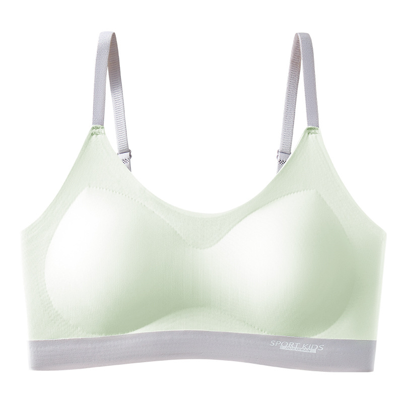 Sportski grudnjak za tinejdžerice – prozračna ledenska svila i najlon, pune košarice, tanke oblikovane jastučiće, fiksni dvostruki remeni, straga tri reda kopči