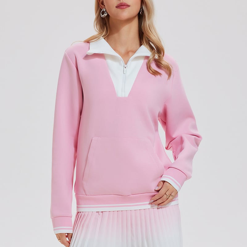 Dámske vintage tenisové mikiny s vysokým golierom a polozipsom; Materiál: Space Cotton; Zloženie materiálu: Bavlna; Podšívka: Space Cotton; Zloženie podšívky: Bavlna