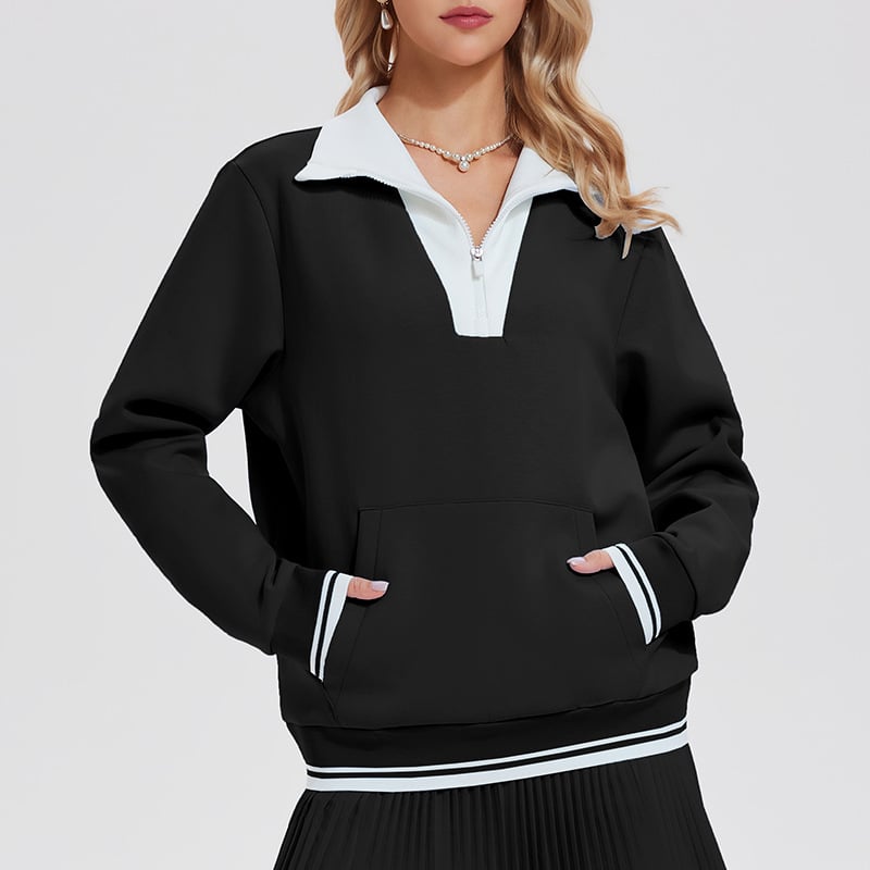 Dámske vintage tenisové mikiny s vysokým golierom a polozipsom; Materiál: Space Cotton; Zloženie materiálu: Bavlna; Podšívka: Space Cotton; Zloženie podšívky: Bavlna