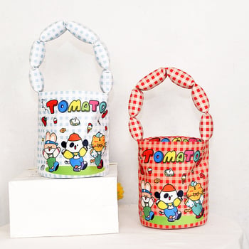 Bucket táska, friss és édes stílus, poliészter, bucket forma, bélés: vászon, mágneszár, belső zseb a telefon számára