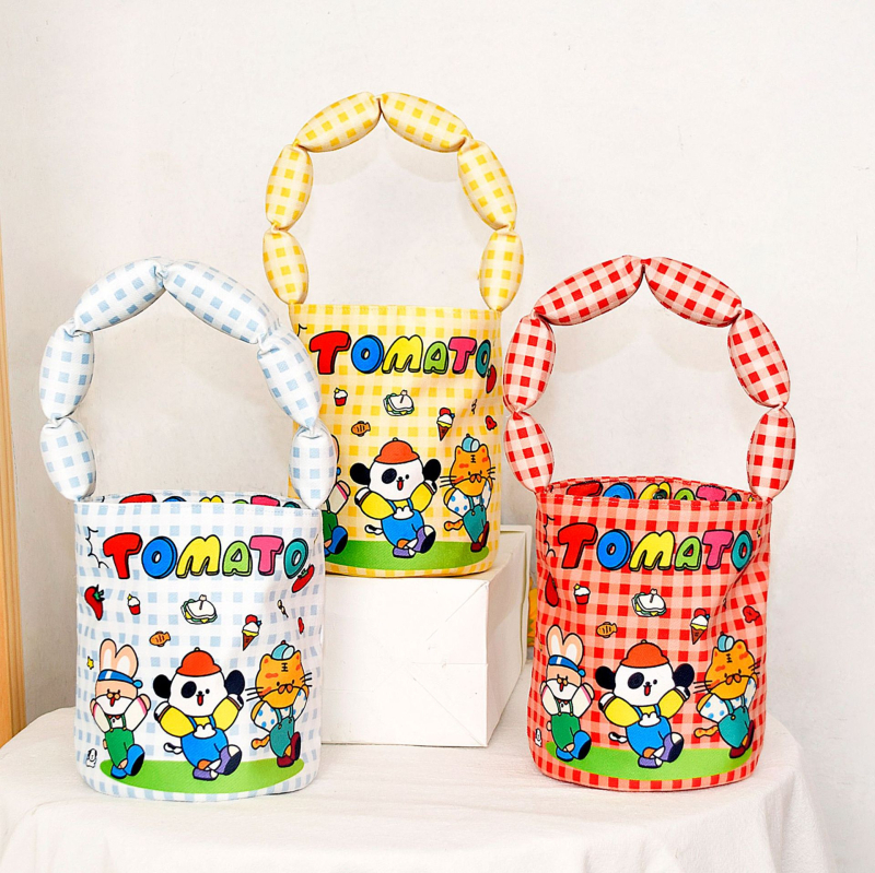 Bucket táska, friss és édes stílus, poliészter, bucket forma, bélés: vászon, mágneszár, belső zseb a telefon számára