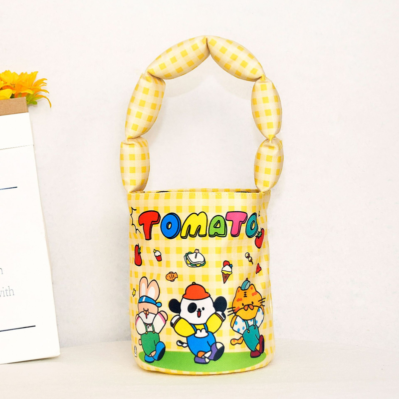 Bucket táska, friss és édes stílus, poliészter, bucket forma, bélés: vászon, mágneszár, belső zseb a telefon számára