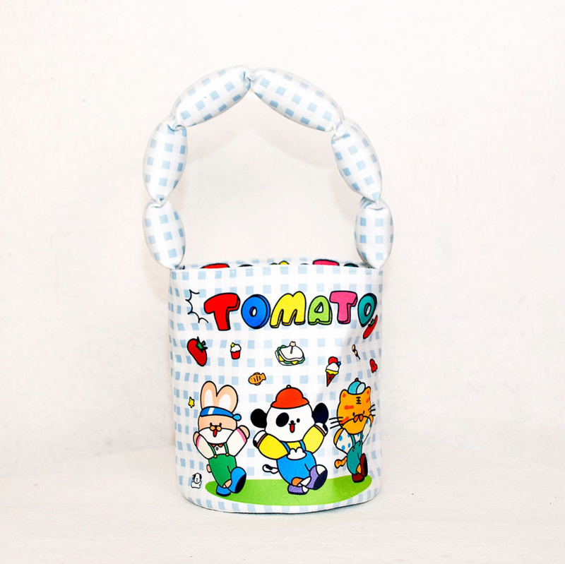 Bucket táska, friss és édes stílus, poliészter, bucket forma, bélés: vászon, mágneszár, belső zseb a telefon számára