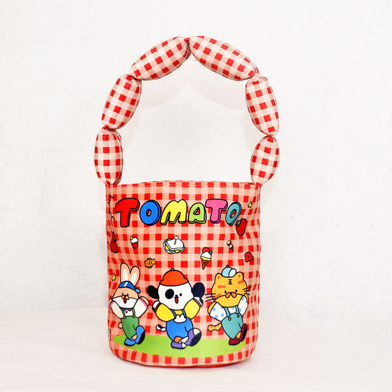 Bucket táska, friss és édes stílus, poliészter, bucket forma, bélés: vászon, mágneszár, belső zseb a telefon számára