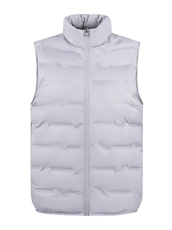 Unisex zimná ľahká vesta s stojacim golom, voľný strih, výplň kačacím perím 81–85%, vrecká na zips, polyesterová tkanina