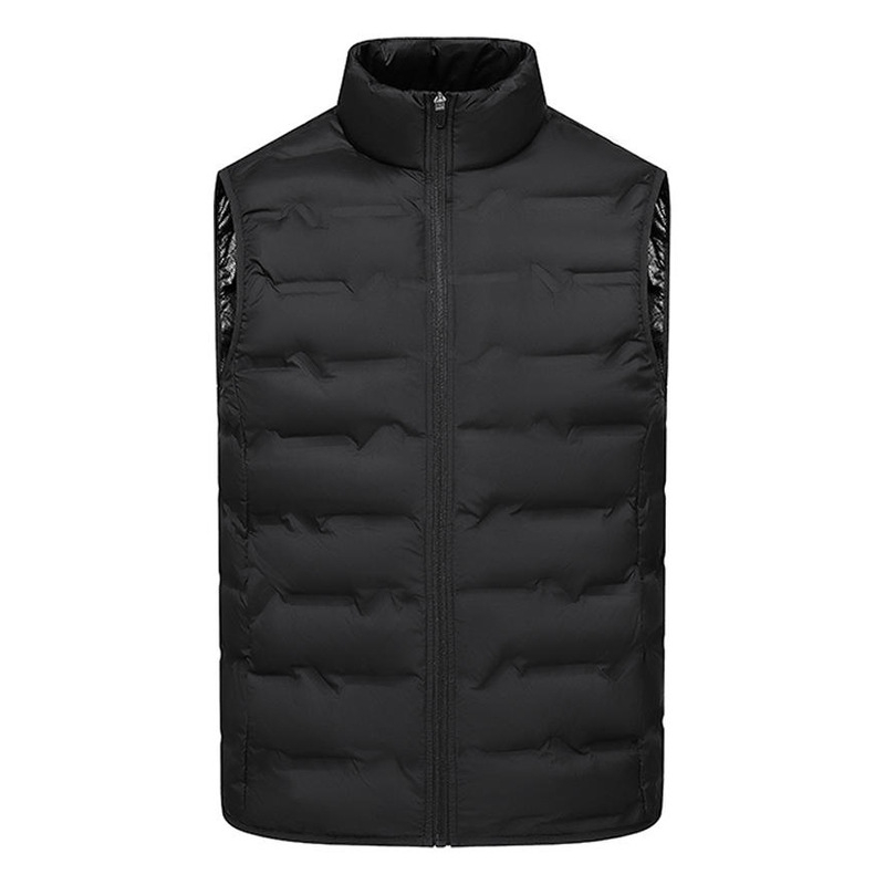 Unisex zimná ľahká vesta s stojacim golom, voľný strih, výplň kačacím perím 81–85%, vrecká na zips, polyesterová tkanina