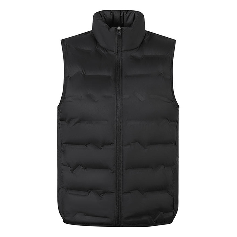 Unisex zimná ľahká vesta s stojacim golom, voľný strih, výplň kačacím perím 81–85%, vrecká na zips, polyesterová tkanina