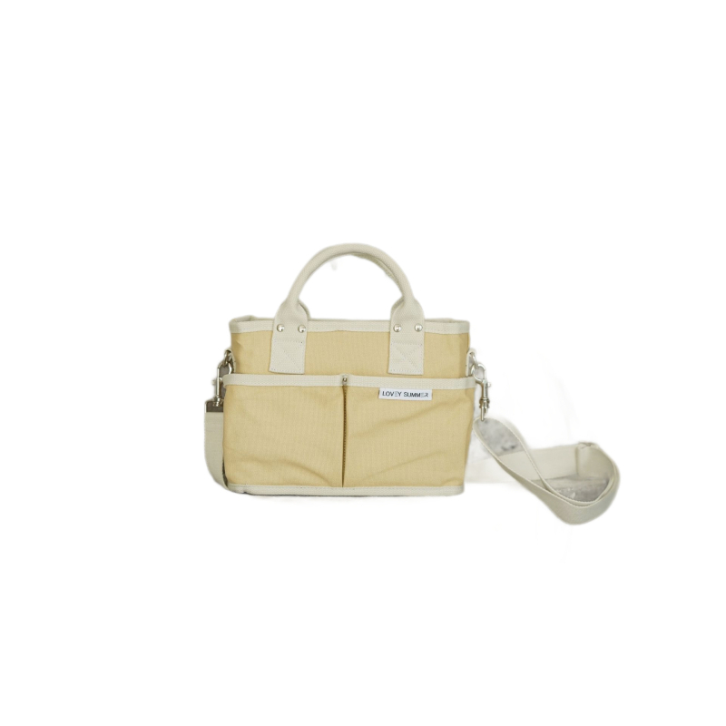 Geantă de oraș din pânză, stil urban minimalist, formă verticală pătrată, deschidere open-top, buzunar pentru telefon