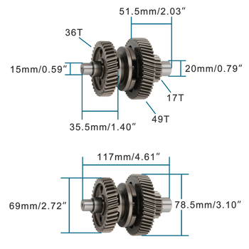 Prevodovka motora motocykla s hlavným a vedľajším hriadeľom — goofit K075-070-15, jednovalcový, normálny krúti moment