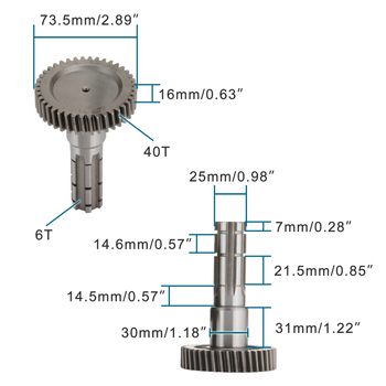 Prevodovka motora motocykla s hlavným a vedľajším hriadeľom — goofit K075-070-15, jednovalcový, normálny krúti moment