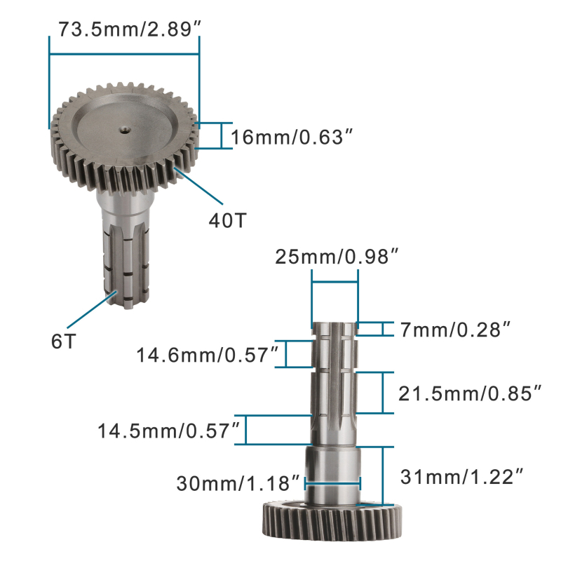 Prevodovka motora motocykla s hlavným a vedľajším hriadeľom — goofit K075-070-15, jednovalcový, normálny krúti moment