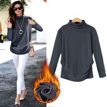 Oumowei pamukasta T-shirt, slobodan kroj, polugornji ovratnik (half-turtleneck), dugi rukavi, panelni dizajn, duljina 50–65 cm, jesen 2024