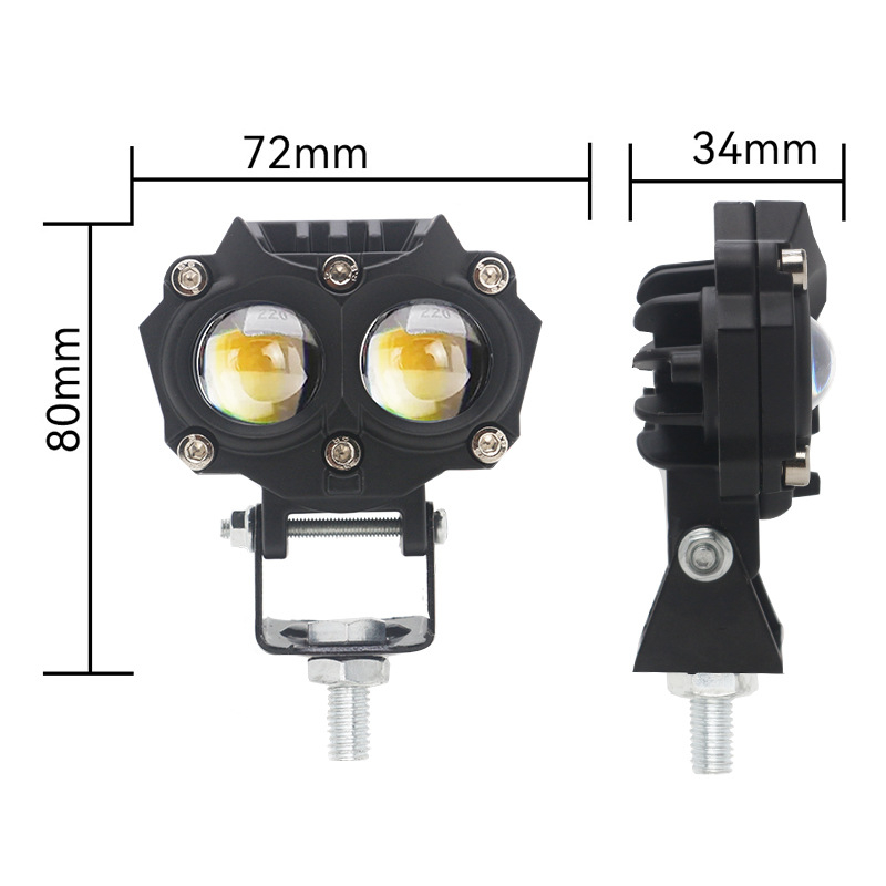 Faro pre motocykl/elektrovozidlo s Prism Owl Spotlight, 3D šošovka, letecký hliník, 12-80V, 1000 lm, 14W