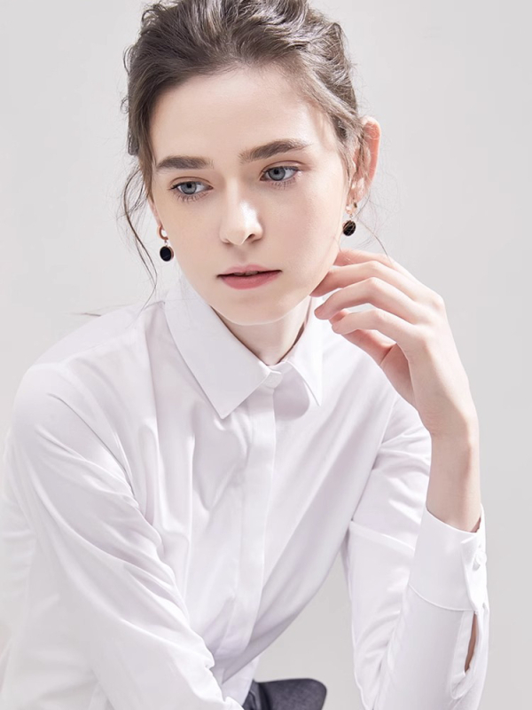 Πουκάμισο από ίνες μπαμπού με πολυεστέρα, μακρύ μανίκι, αντιρυτιδική επεξεργασία, τετράγωνος γιακά, στυλ καρντιγκάν/γραφείου