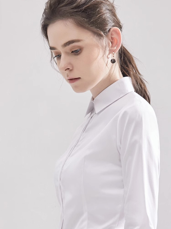 Πουκάμισο από ίνες μπαμπού με πολυεστέρα, μακρύ μανίκι, αντιρυτιδική επεξεργασία, τετράγωνος γιακά, στυλ καρντιγκάν/γραφείου